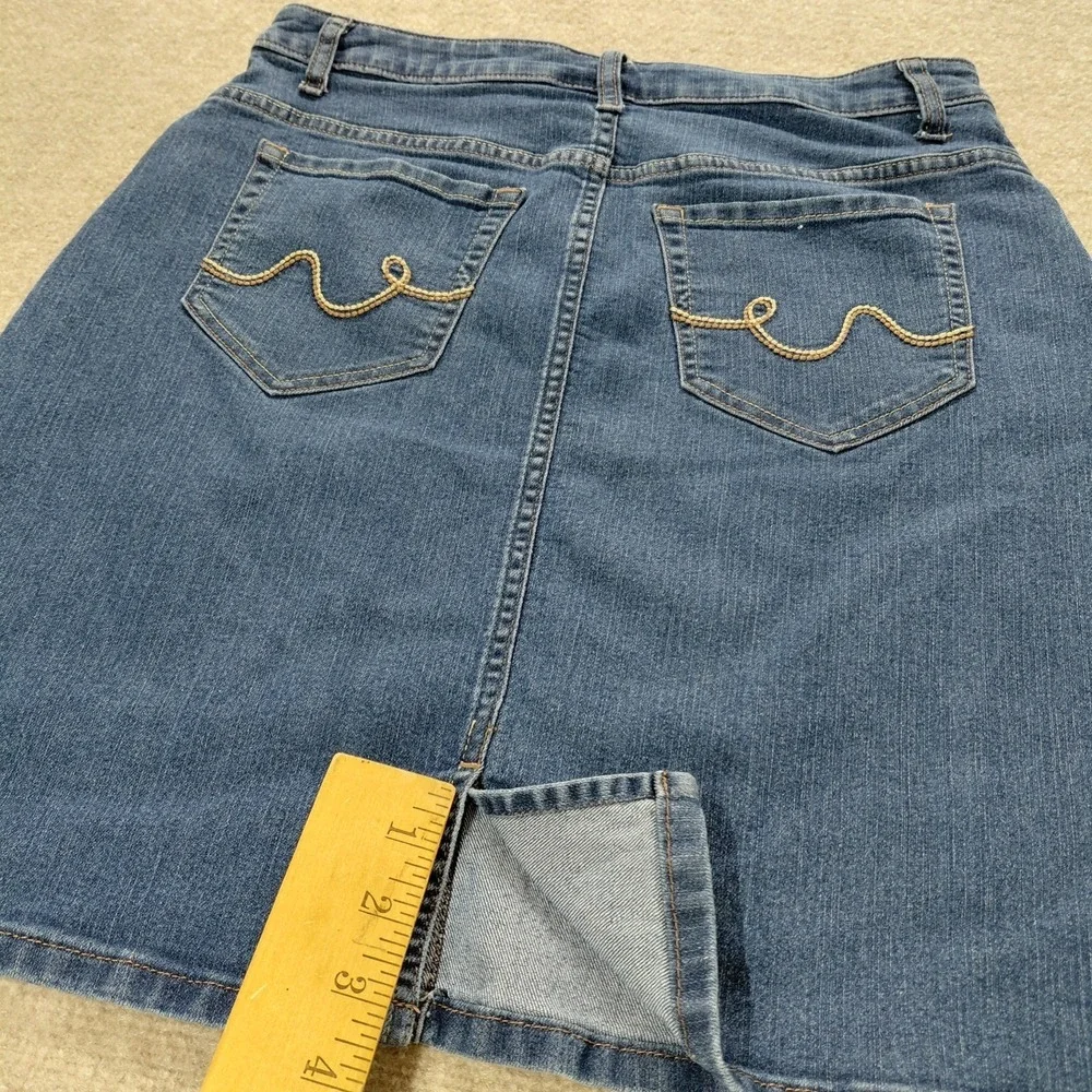 Lee Riders Mid Rise Casual Skirt Women's 12 med Skirt Blue Jean Denim Stretch